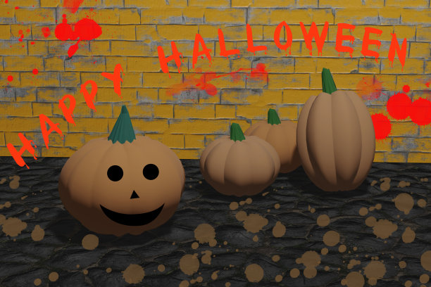 快乐的万圣节派对。一个有趣的万圣节派对。3 d渲染插图。图片下载