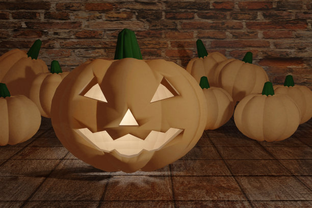 快乐的万圣节派对。一个有趣的万圣节派对。3 d渲染插图。图片下载