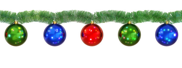 五颜六色的圣诞球孤立在白色的背景。3 d演示。图片下载