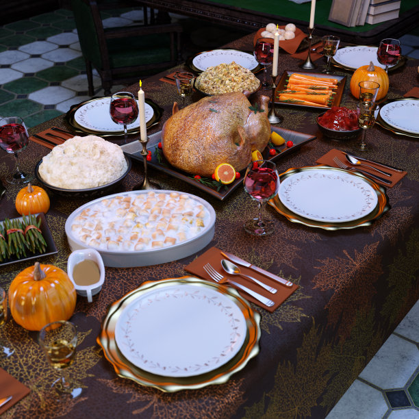 3D插画感恩节大餐图片下载