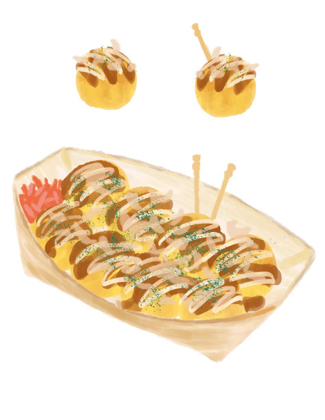 随意的触摸-大阪特色章鱼烧插图套装图片下载