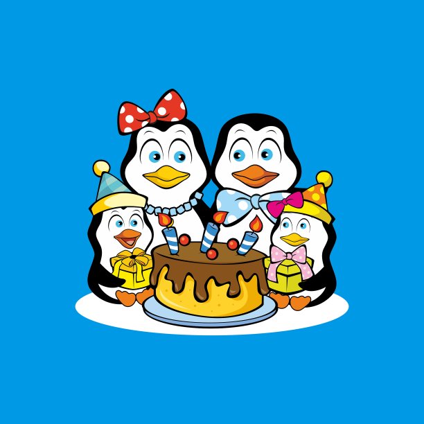 快乐的企鹅家庭图片下载