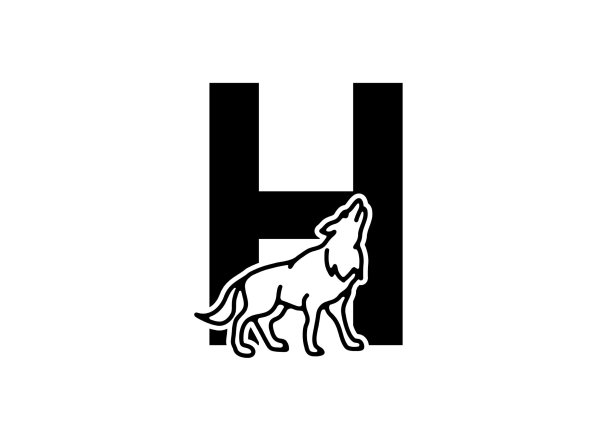 深蓝色的H首字母带有狼的图案图片下载