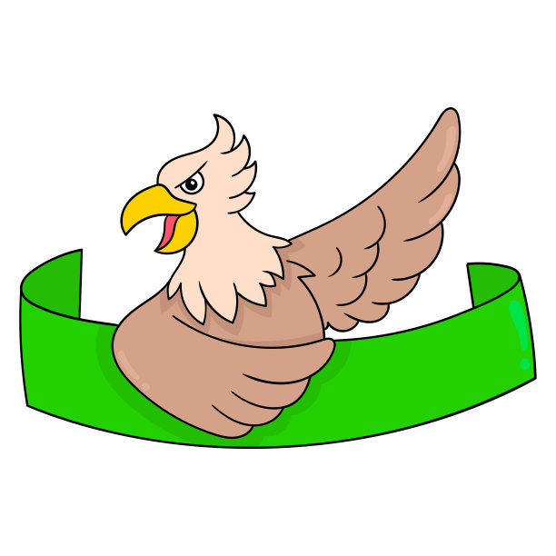 鹰旗帜模板，矢量插图艺术。涂鸦图标形象卡哇伊。图片下载