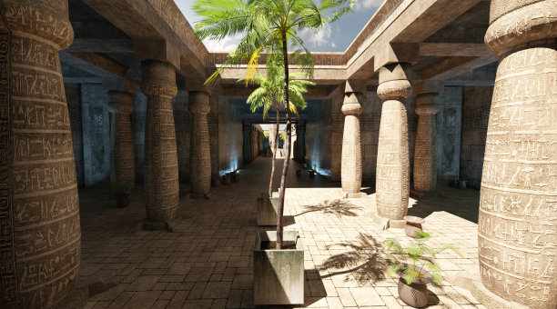 埃及神庙3D插图幻想古王国图片下载