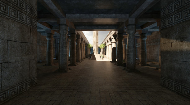 埃及神庙3D插图幻想古王国图片下载