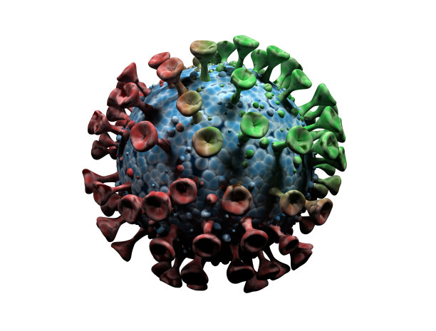 在白色背景上分离出不同颜色的病毒细胞。图片下载