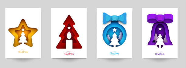 为封面，邀请，海报，横幅，传单，标语牌设置背景。最小的模板设计品牌，广告与剪纸风格的冬季圣诞构图。矢量插图。图片下载