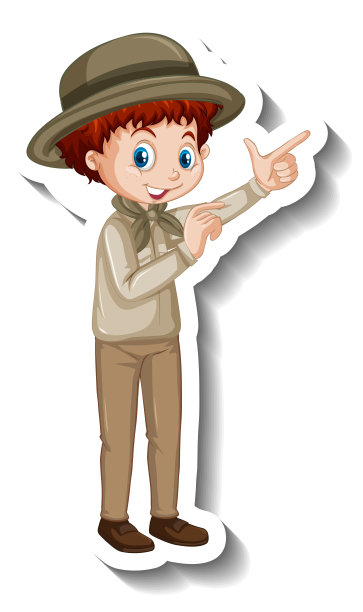 男孩卡通人物贴纸模板图片下载