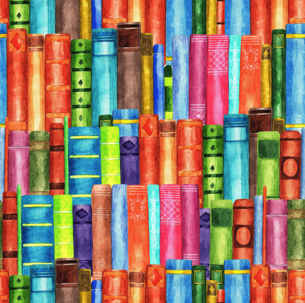 书。无缝模式。水彩(3)图片下载