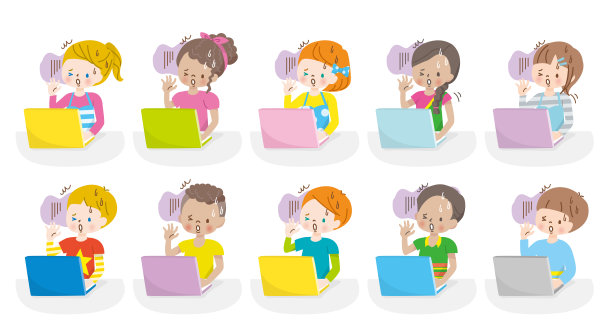 世界上害怕看到电脑屏幕的孩子们的插图图片下载