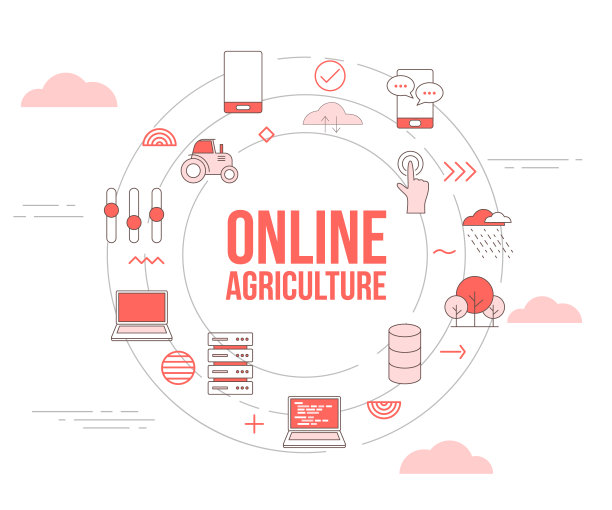 在线农业概念与图标集模板横幅和圆形圆形图片下载