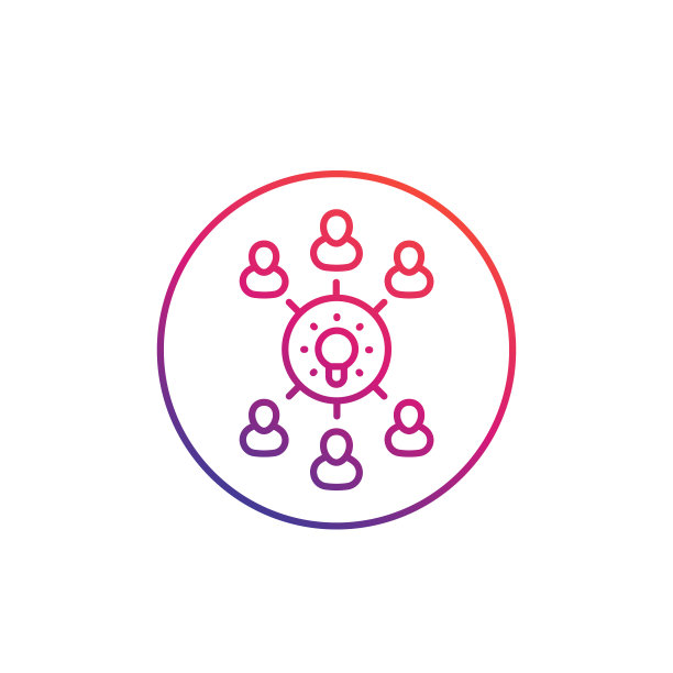 集思广益，集体创意，集合创意矢量线图标图片下载