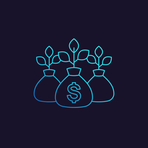 钱袋、收入增长、项目融资、投资理念、矢量线图标图片下载