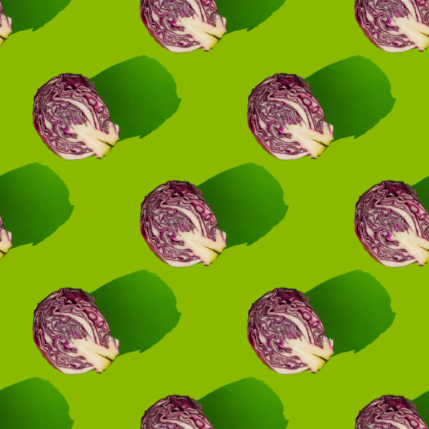 绿色背景上红色卷心菜片的图案图片下载