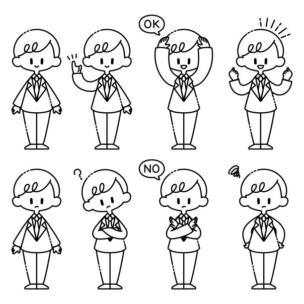 西装革履的男人摆出各种姿势图片下载