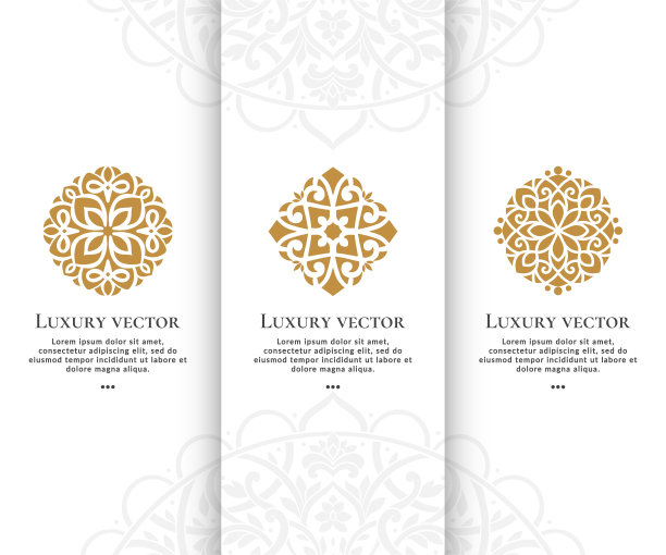 一套金色的曼荼罗。可用于珠宝、美容、时尚等行业。伟大的标志，字母组合，邀请，传单，菜单，小册子，背景，或任何想要的想法。图片下载