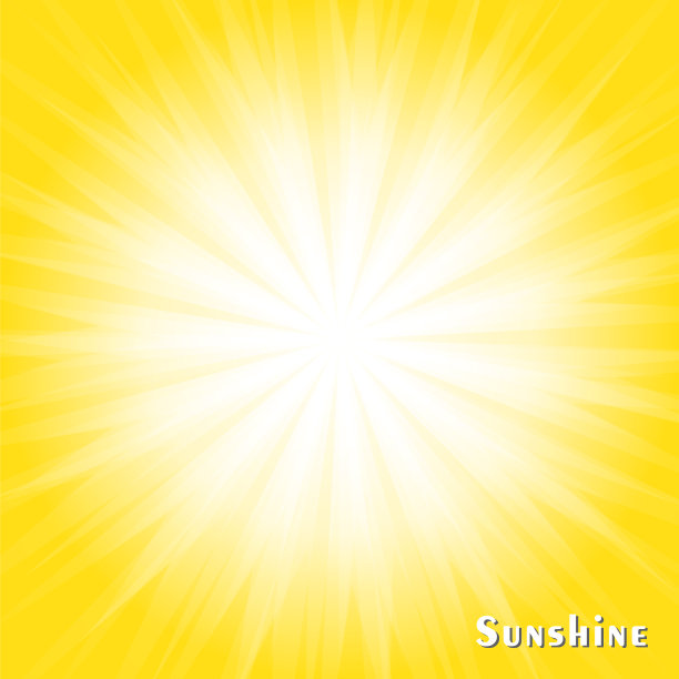 白光从中心扩散到黄色的背景上。太阳暴射线爆炸横幅。阳光灿烂阳光灿烂的太阳矢量插图图片下载