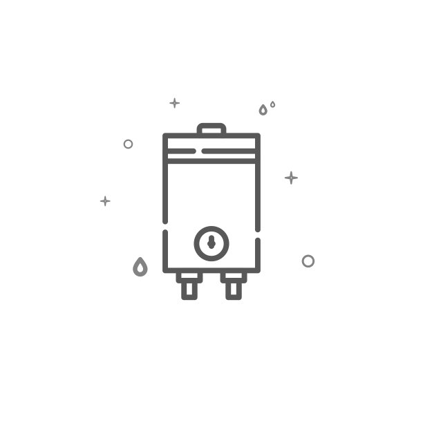 电锅炉简单矢量线图标。管道象形图，标志隔离在白色背景上。可编辑的中风图片下载