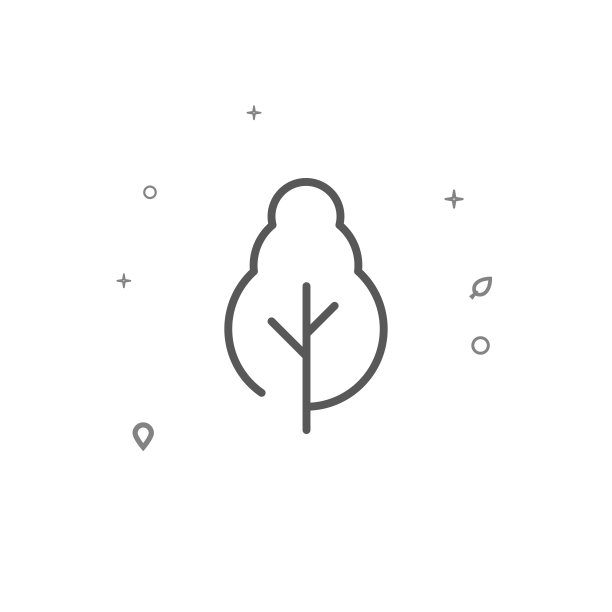 落叶树简单树矢量线图标。灰色标志孤立在白色背景上。可编辑的中风图片下载