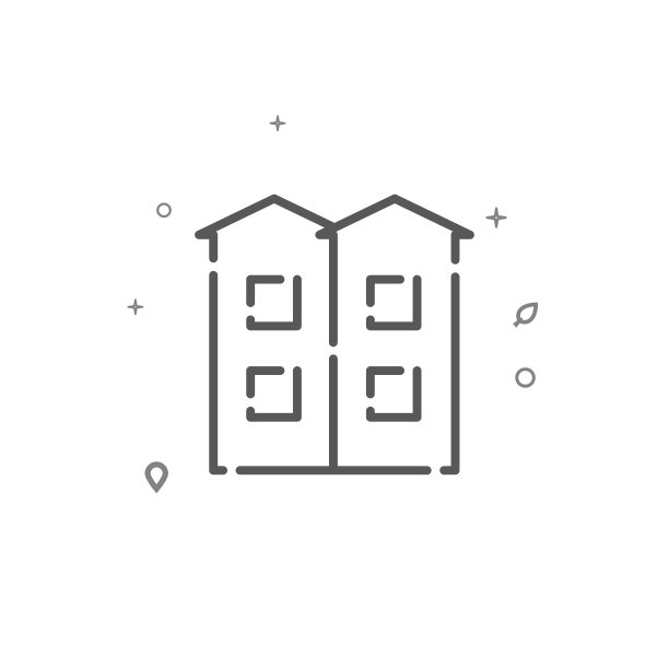 联排别墅简单的矢量线图标。建筑标志、象形文字、标志孤立在白色背景上。可编辑的中风图片下载