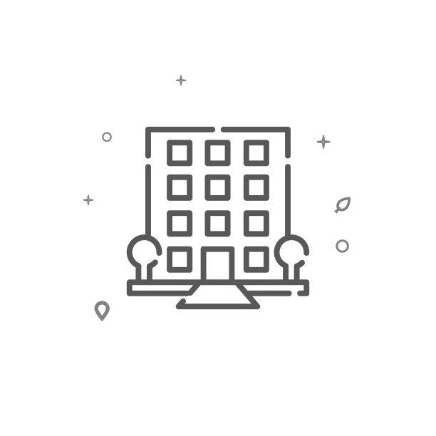 豪华住宅，酒店，公寓简单的矢量线图标。建筑象形图孤立在白色背景上。可编辑的中风图片下载