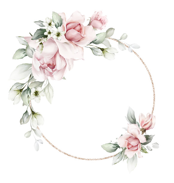 在水彩画风格的白色背景上有玫瑰和叶子的贺卡图片下载