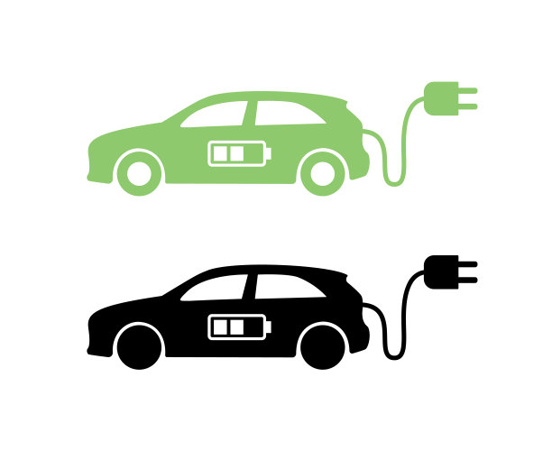 带有插头符号的电动汽车。简单的矢量图。图片下载