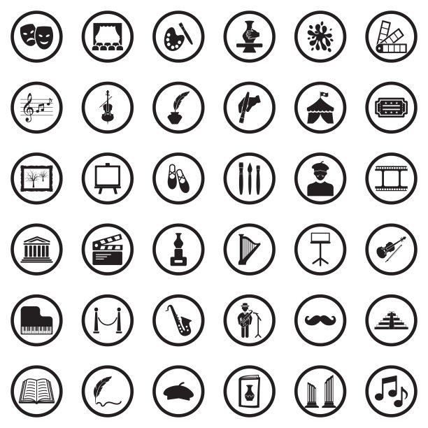 艺术的图标。圆形黑色平面设计。矢量插图。图片下载