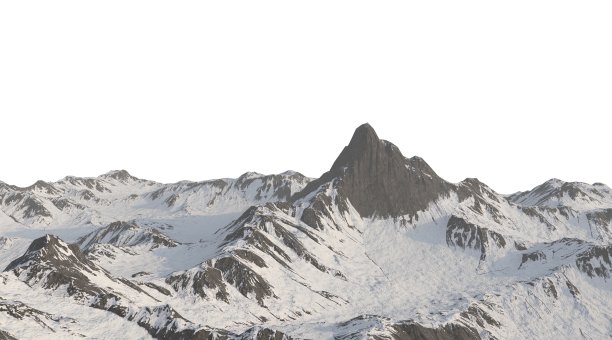雪山孤立在白色背景3d插图图片下载