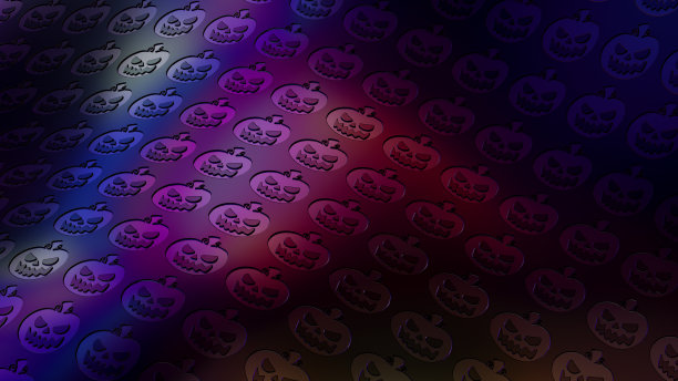 万圣节南瓜，黑色背景，波浪图案，霓虹灯图片下载
