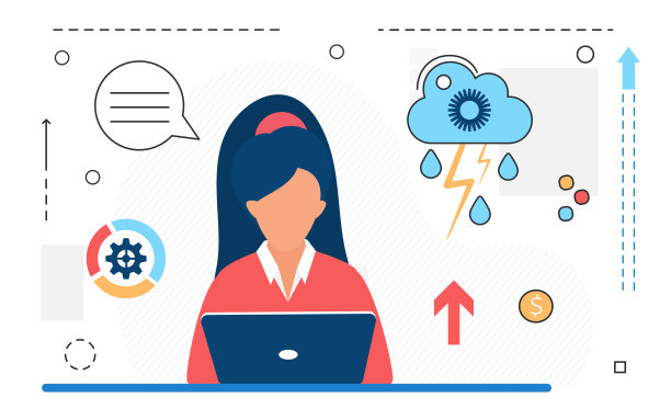 女商人用笔记本电脑进行数字商业分析研究，数据错误图片下载