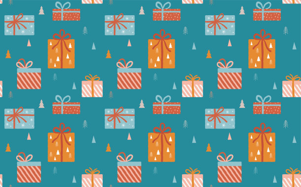 冬季、圣诞节无缝图案设计，波西米亚、波西米亚现代风格图片下载