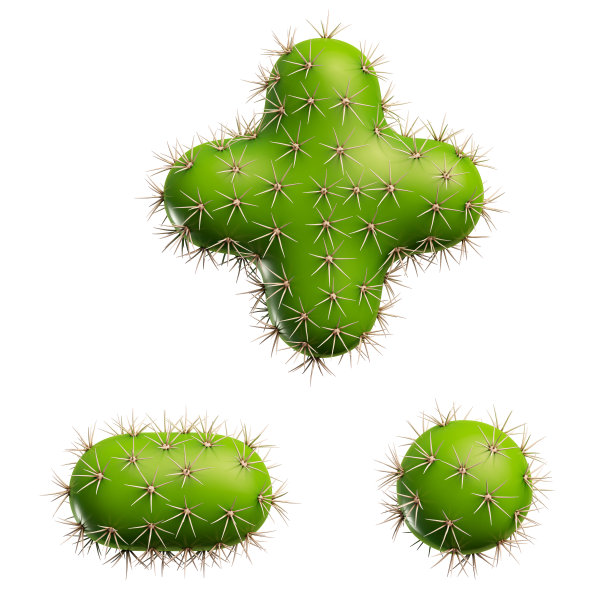 由白色背景上孤立的绿色仙人掌组成的字母符号。图片下载