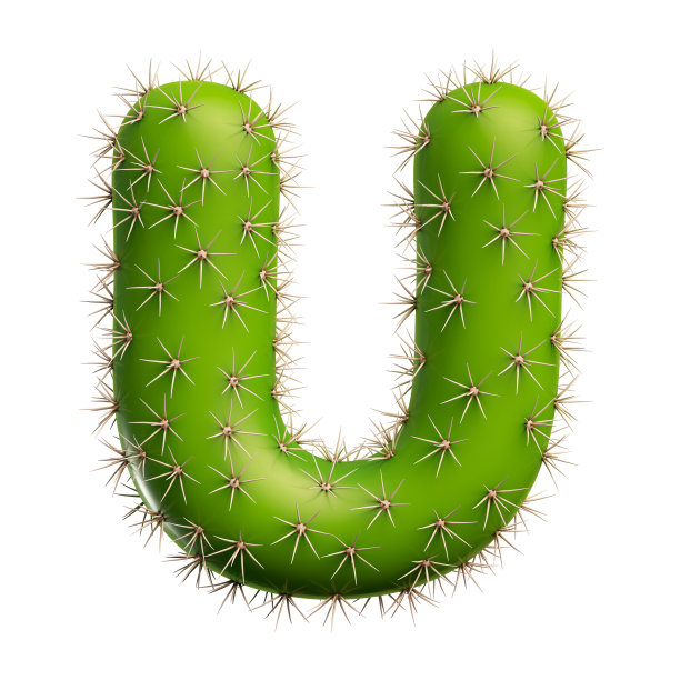 字母组成的绿色仙人掌孤立在白色的背景。图片下载