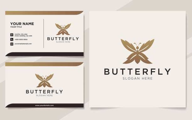 豪华蝴蝶标志和名片模板图片下载