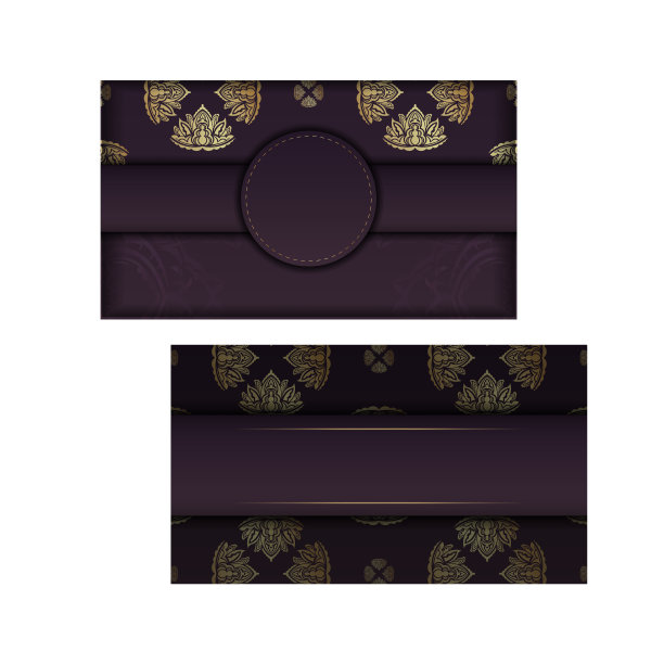 勃艮第名片与豪华黄金图案为您的业务。图片下载