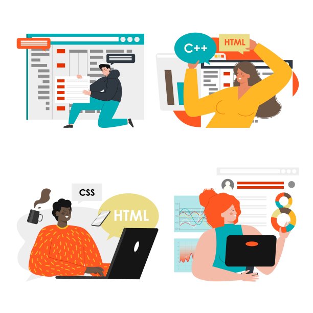 软件开发人员，程序员编码，编程，创建网站，矢量孤立插图。Web开发。图片下载