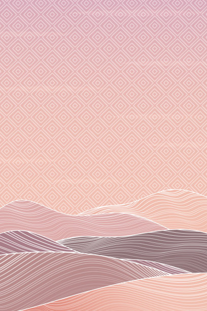 民族景观。日本背景与线波模式向量。日落，日出在山上。具有几何图案的抽象模板。东方风格的山地布局设计。图片下载