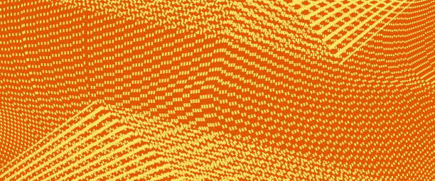 鲜艳的橙色、黄色技术图案。抽象的背景。虚线。登陆页，横幅模板。数字数据的概念。现代设计的代金券，优惠券，介绍，门票，传单图片下载