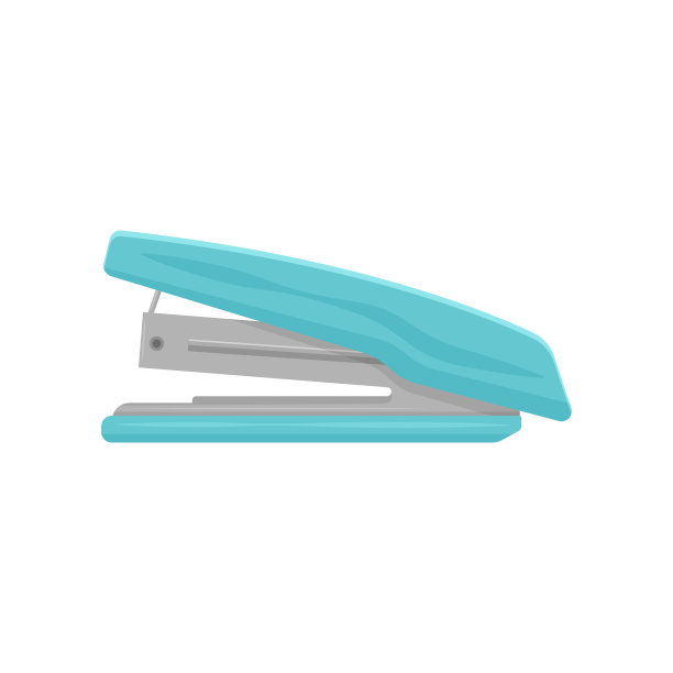 文具订书机的图像是蓝色的。装订纸张的订书机。一个学校的话题。文具矢量插图孤立在一个白色的背景图片下载