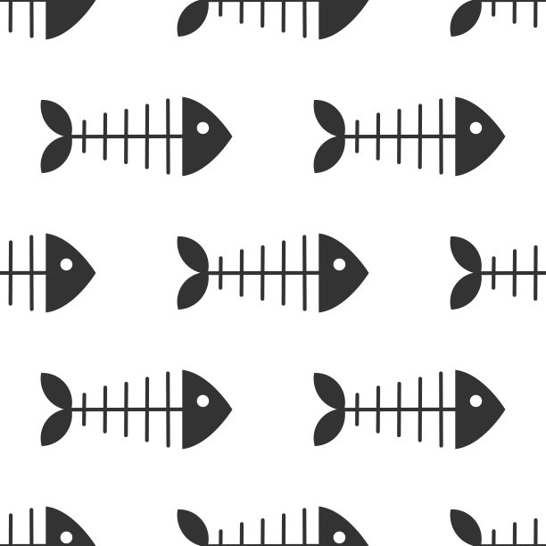 鱼骨黑白无缝花纹。图片下载