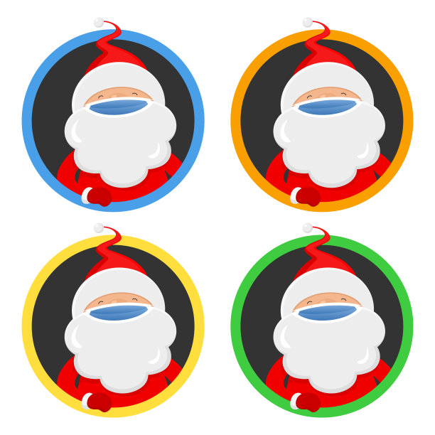 戴面具的圣诞老人。矢量图图片下载