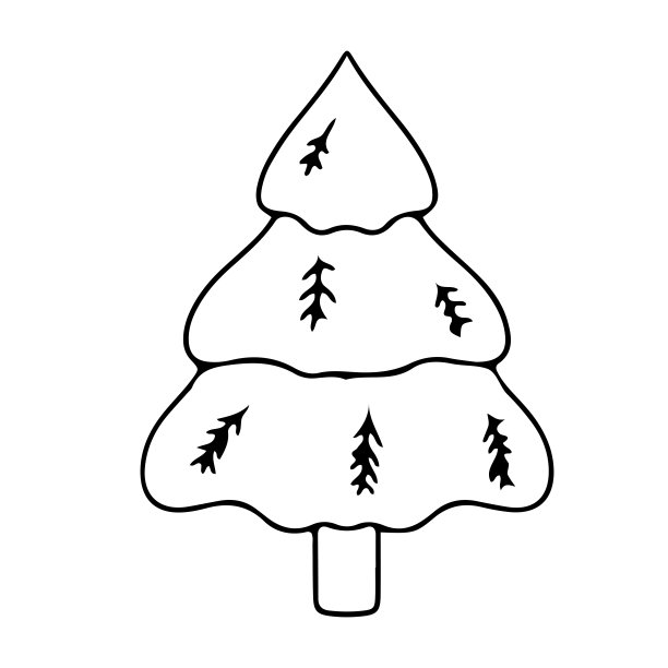 带有涂鸦风格装饰的圣诞树。圣诞节和新年的简单装饰。矢量插图孤立的白色背景。图片下载