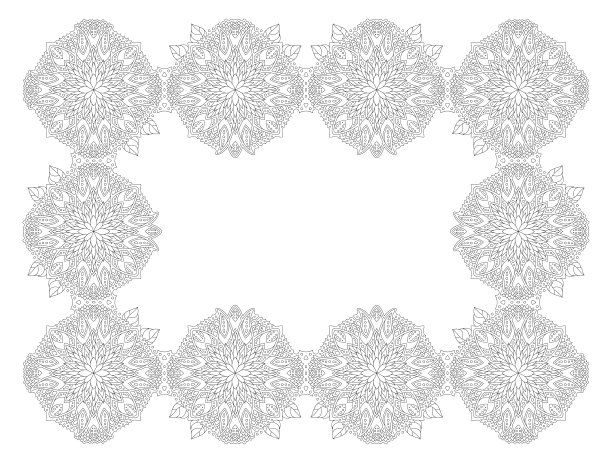 花卉画框着色书的线条艺术图片下载