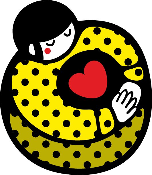 浪漫的插画卡通女孩与心在她的双手。图片下载