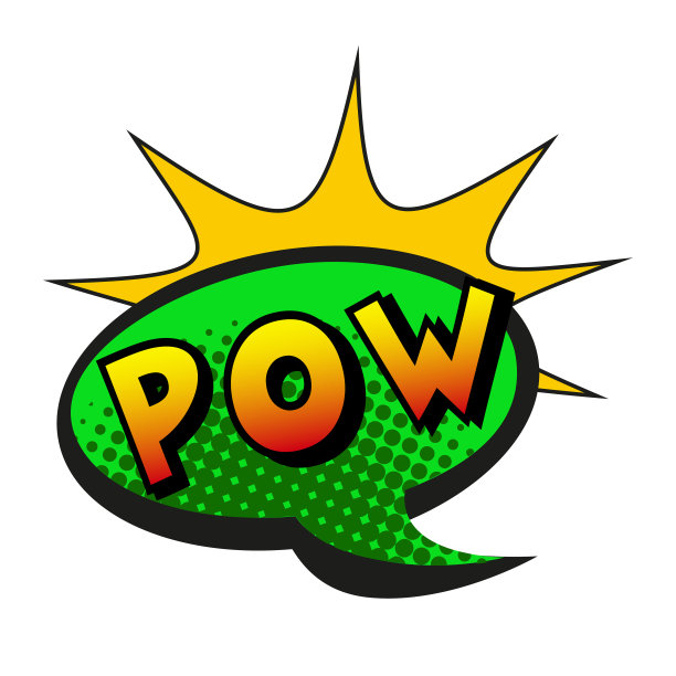 漫画字母POW在白色背景-矢量图片下载
