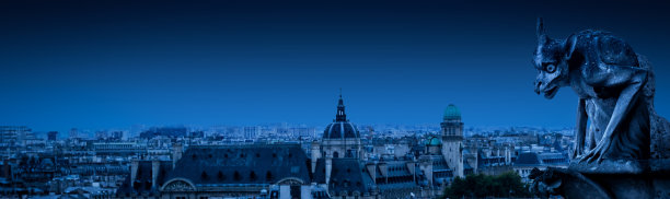 万圣节前夕，法国巴黎圣母院的滴水嘴兽图片下载