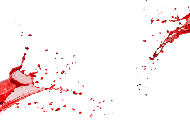 红色飞溅孤立在白色背景。图片下载