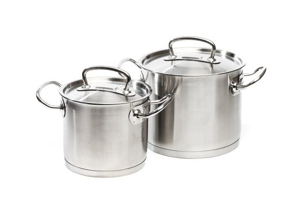 专业不锈钢锅隔离在白色背景-图像图片下载